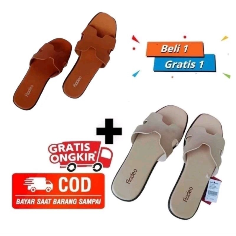 HOT Promo beli 1 gratis 1 sandal fladeo wanita/sandal fladeo wanita/sandal kekinian/sandal viral