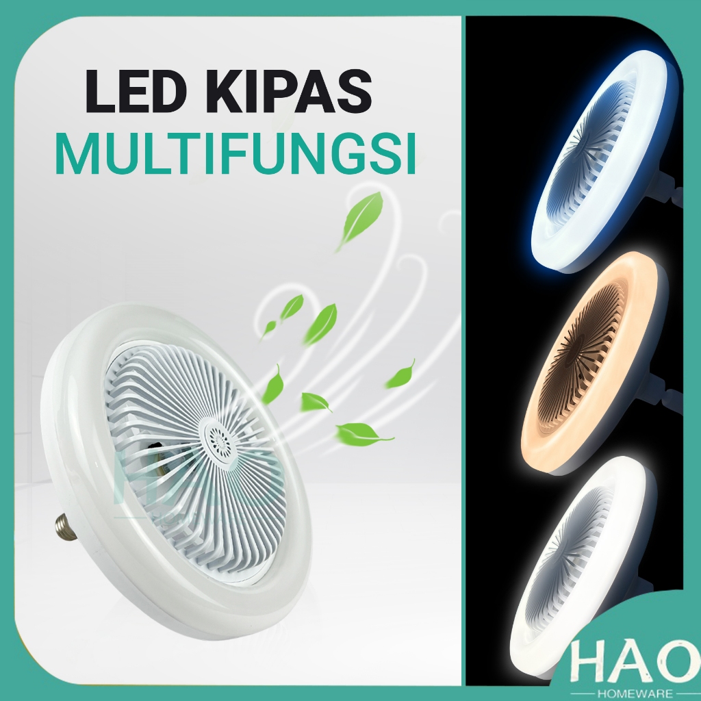 Lampu Gantung + Kipas 2 in 1 Multifungsi/Lampu Kipas + Remote/ LED Fan Fitting E27