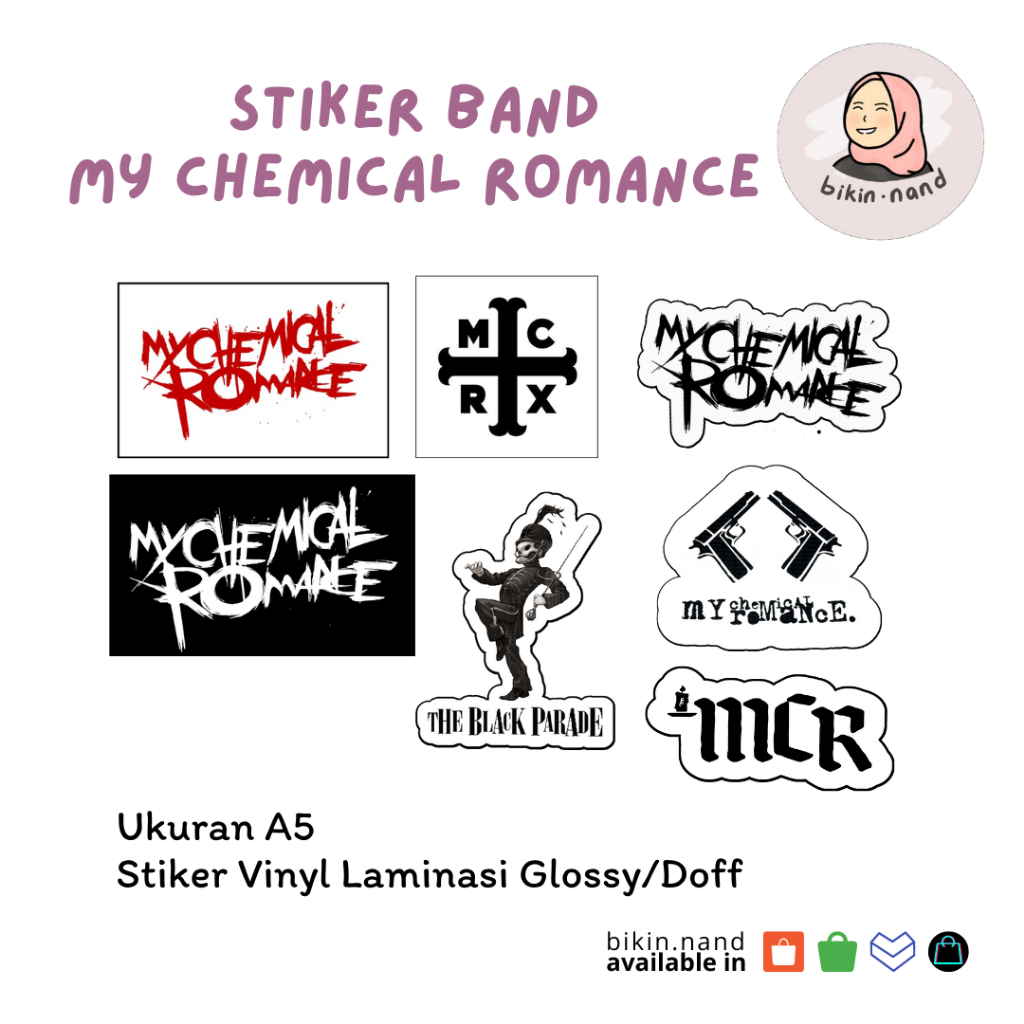 

STICKER PACK BAND My Chemical Romance (HIGH QUALITY) MURAH 7 pcs