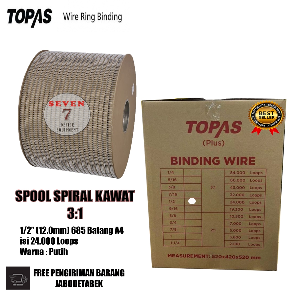 

Spiral kawat jilid kalender Topas A4 setengah inc Spool kawat berkualitas