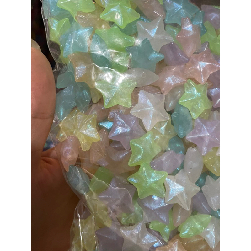 manik bintang patrick tulang tinggi glitter marshmallow jelly mix color bahan meronce kerajinan tang