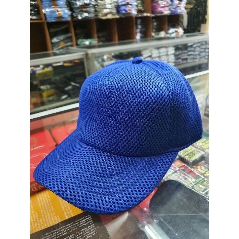 Topi Biru Polos | Topi Jaring Biru | Topi Jala Pria Keren