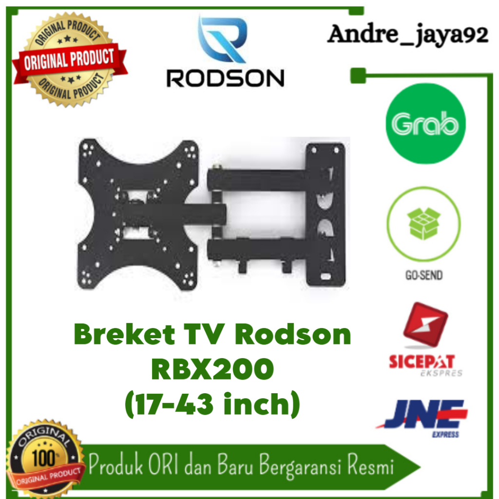 Rodson Bracket TV Monitor LED LCD PDP RBX200 17" - 43" inch Breket Dinding Flat Panel TV Wall Mount