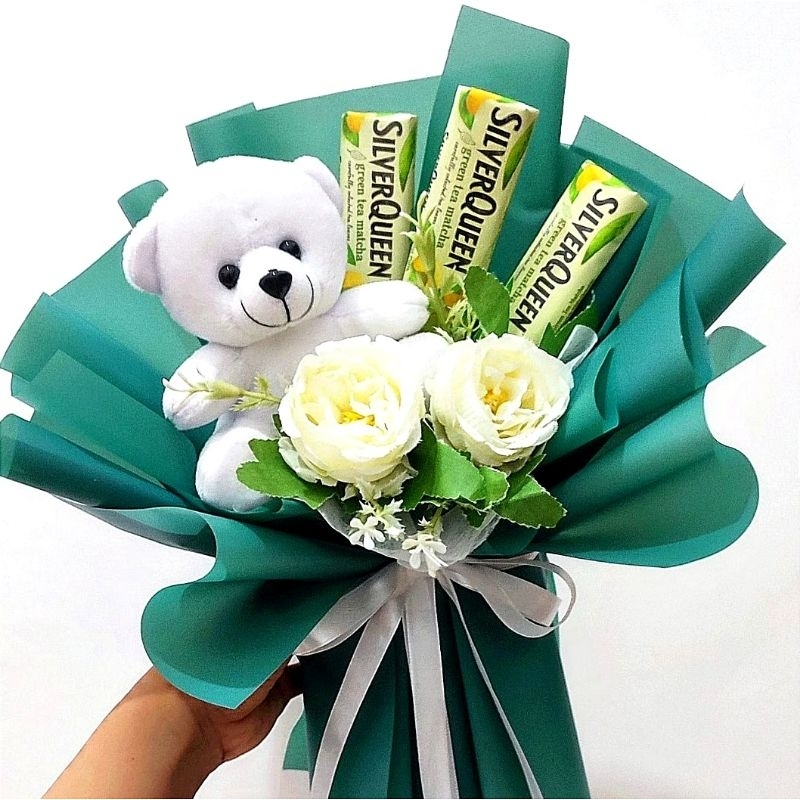 

BUKET BONEKA BERUANG SILVERQUEEN MATCHA/ custom kado anniversary/hadiah ulangtahun pacar/valentine
