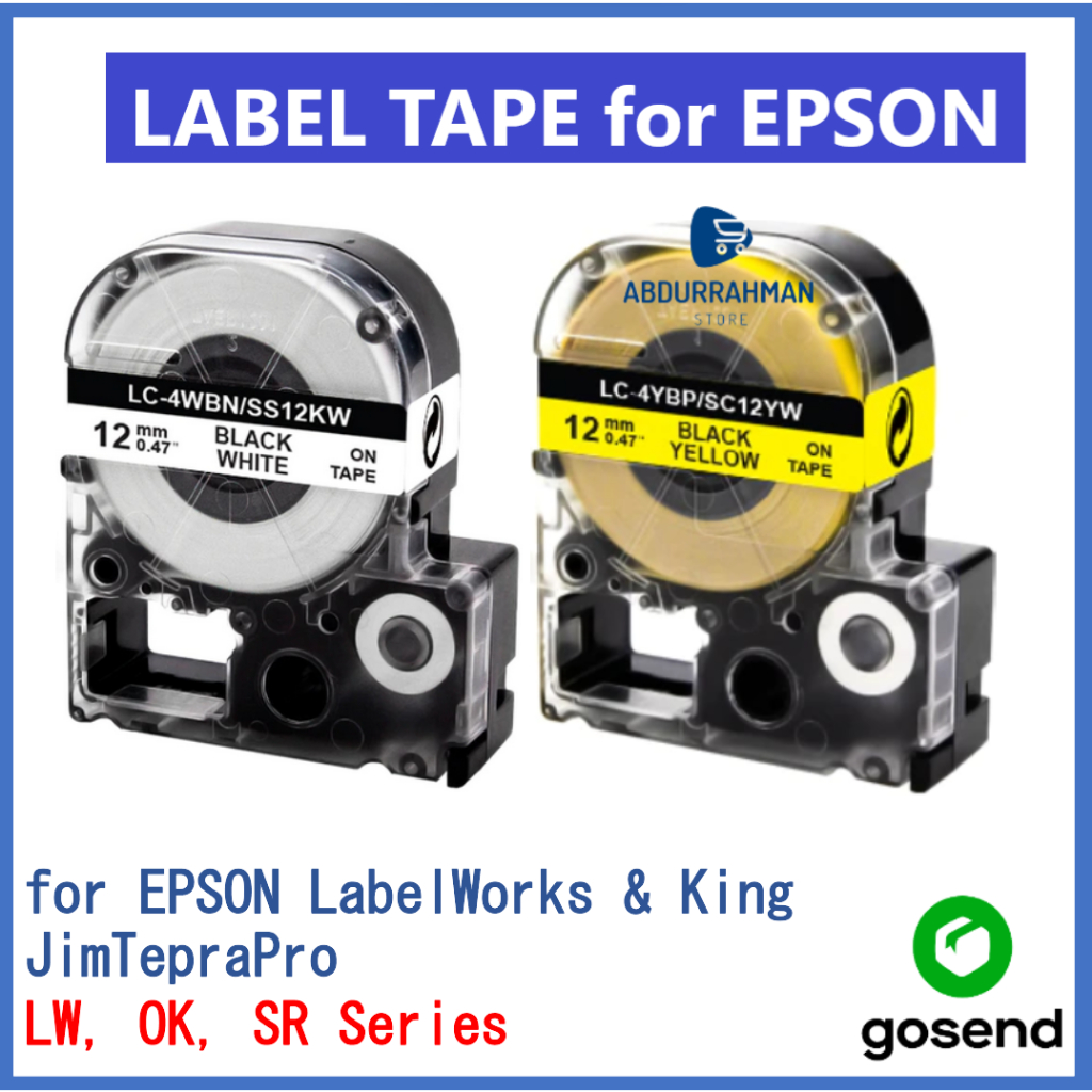 

Label Tape Cartridge Labelwork Epson Labelworks LW 9mm 12mm LW400 LK4WBN White Putih Kuning Yellow