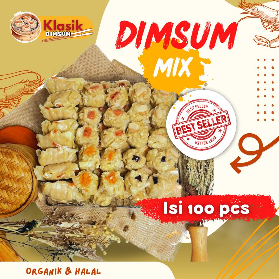 

Dimsum Isi 100pcs Gurih dan Lezat! MIX Free Saus Merah & Lada Hitam Premium & Halal