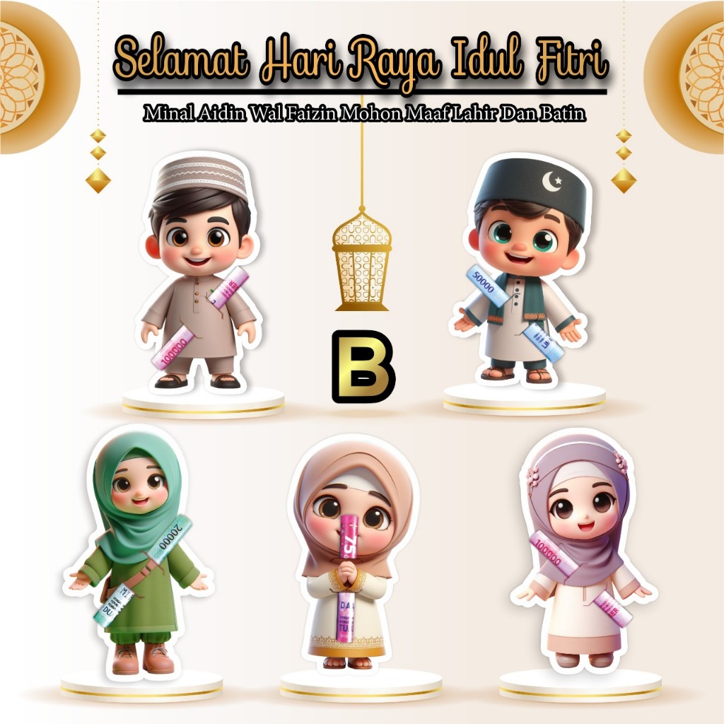 

Karakter Amplop Lebaran Angpao Uang Selip Lebaran Gemoy THR Peluk Lucu Gemes 3D isi 10 pcs