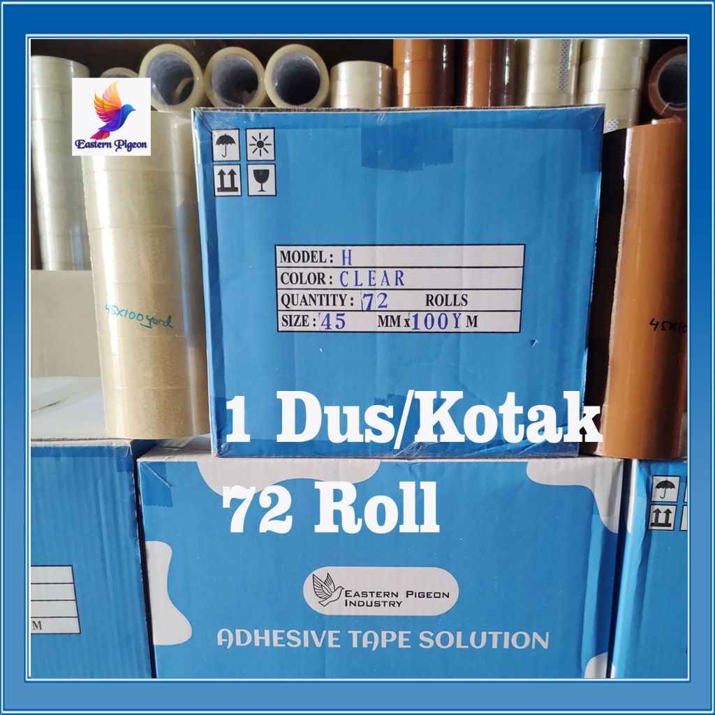 

Eastern Pigeon Lakban 45mmx100yard 1 Dus Kotak Isi 72 Roll Selotip 2 Inchi Premium Selasiban Isolasi Bening 45 Micron
