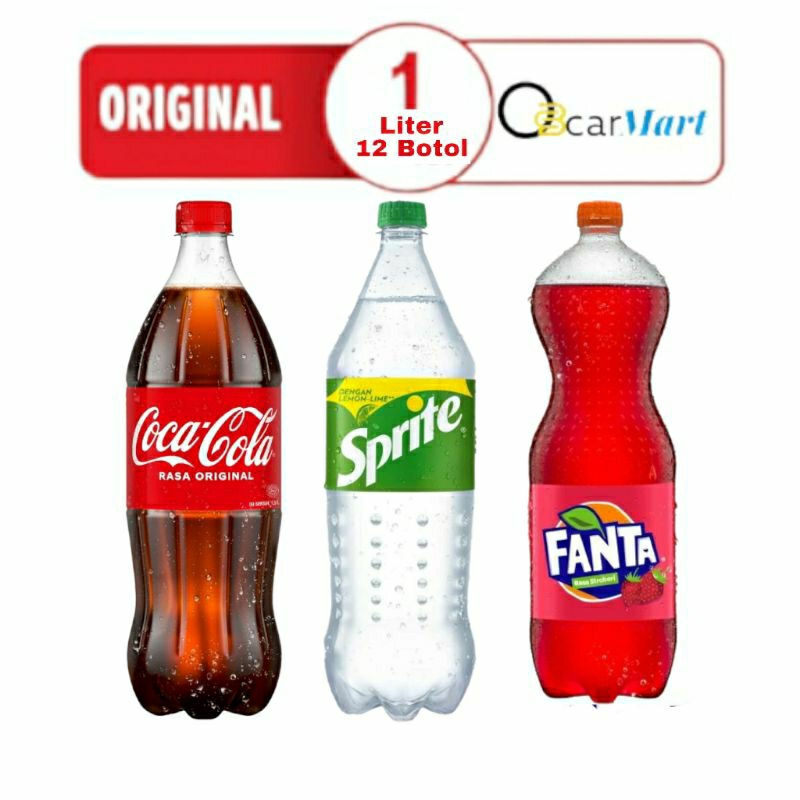 

SPRITE FANTA COCA COLA 1 Liter isi 12 Botol Besar ORNS