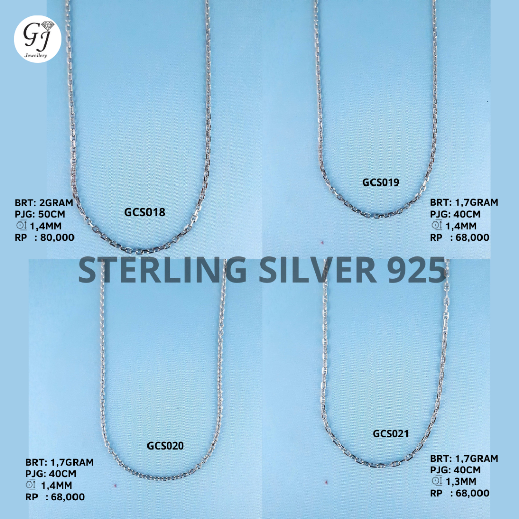 Perhiasan Perak - Kalung Perak - Rantai Kalung - Kalung Pria Wanita Silver - Kalung Nori Kotak Silve