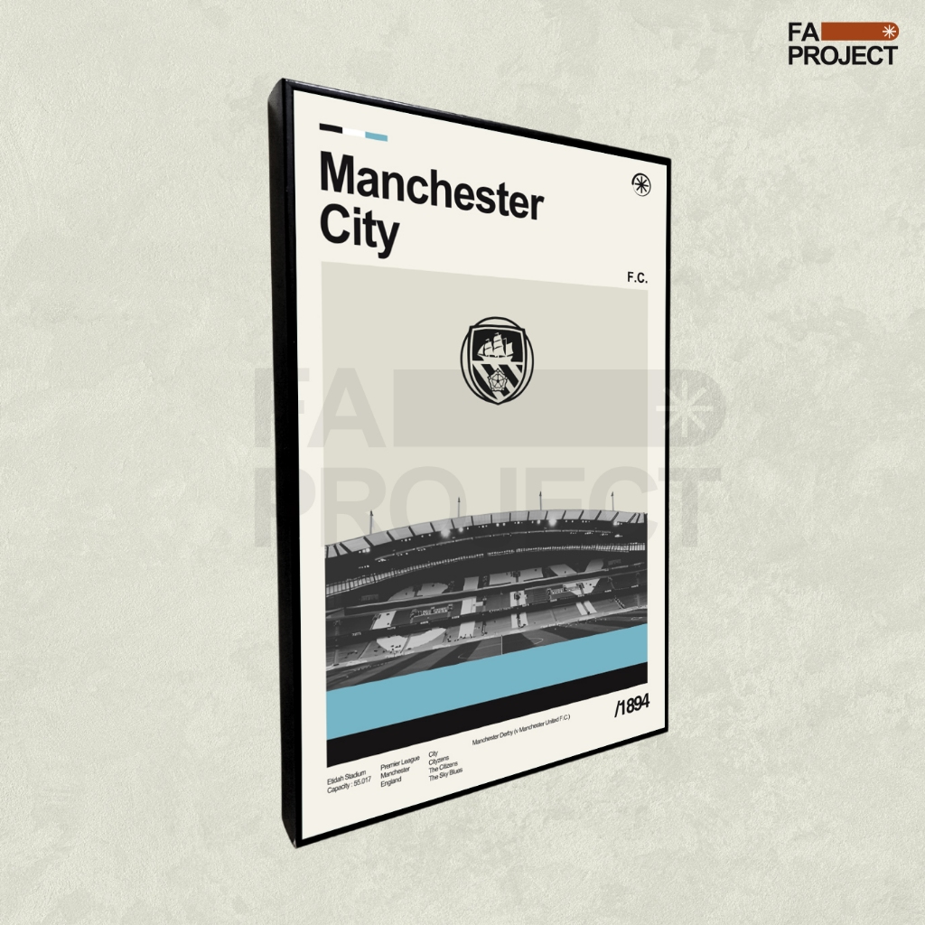 Frame Block Poster - "Manchester City"