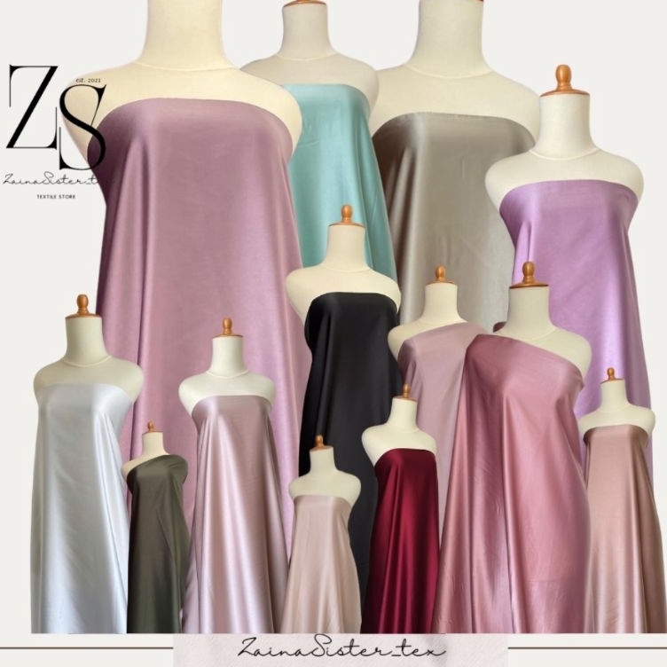 Terjangkau Bahan Satin Maxmaraa Silk Lux Premium Meteran Mewah Warna Hijau Sage Green