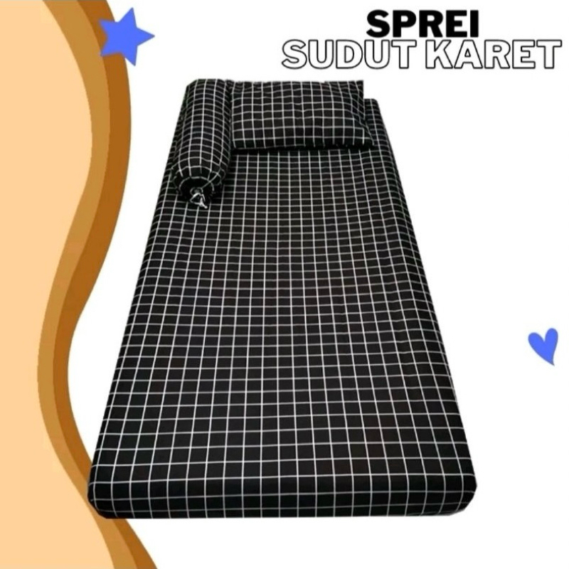 Sprei homemade / sprei motif kotak kotak / sprei kotak / sprei kotak hitam putih / sprei ukuran 90x2