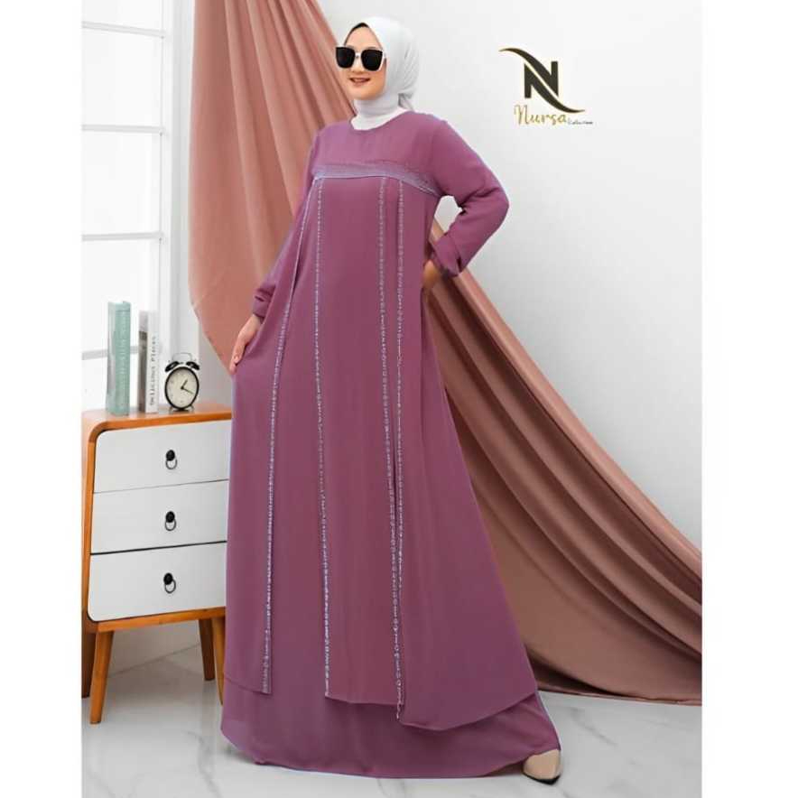 Gamis lebaran wanita ceruty babydoll furing variasi payet muter super mewah zavira dress