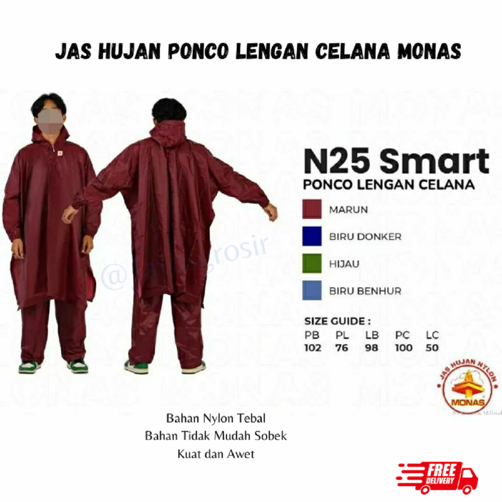 Jas Hujan Monas Mantel Ponco Lengan Celana Jas Hujan Kelelawar Monas N25