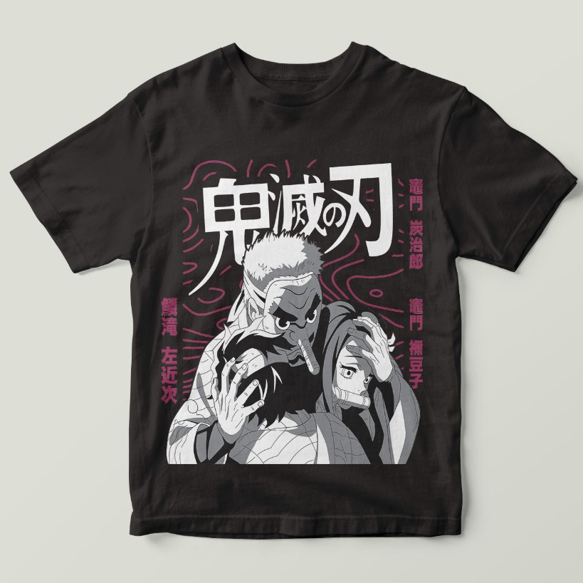 Kaos Anime Demon Slayer Tanjiro Nezuko dan Urokodaki  KNY-011