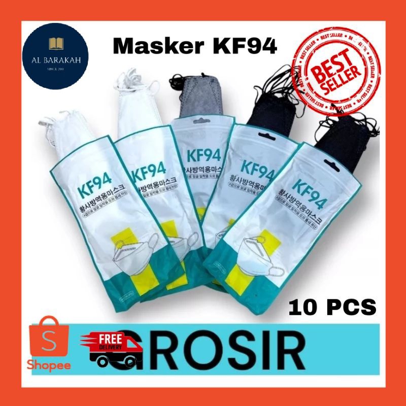 10 Pcs  Masker KF94 Hitam Dan Putih / Masker Grosir KF 94 / Masker Grosir