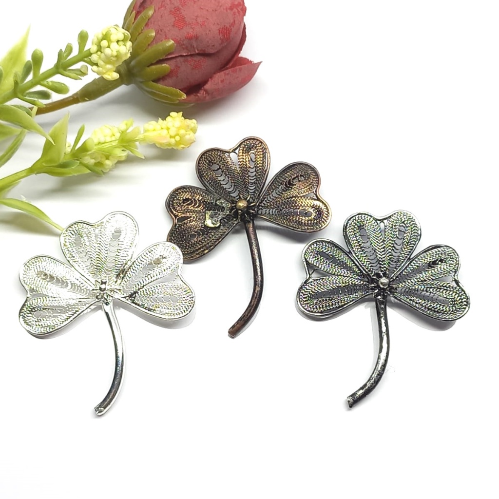 Bros Filigree Kebaya Jilbab Handmade Tembaga Krom Perak Asli Kotagede ID024