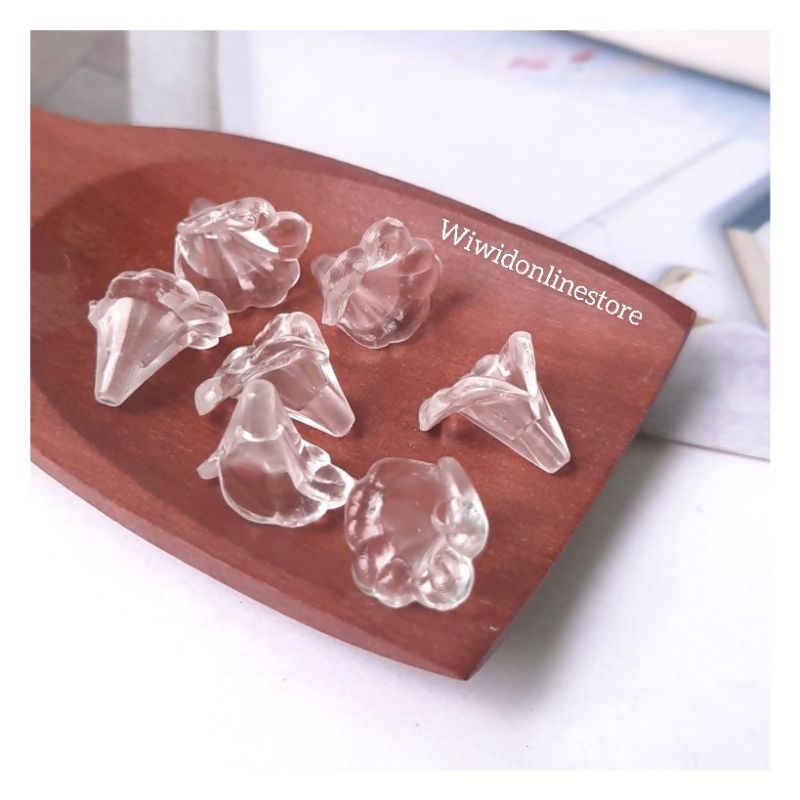 (20 butir) MANIK BUNGA TEROMPET AKRILIK BENING 12 mm