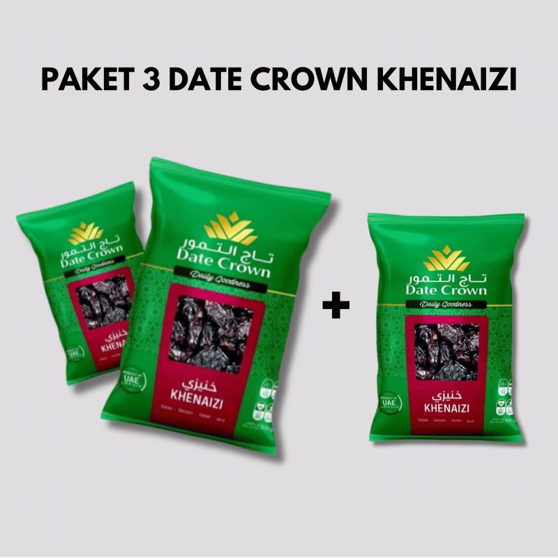 

Paket 3 pcs kurma Date Crowen Khenazi 500 gr