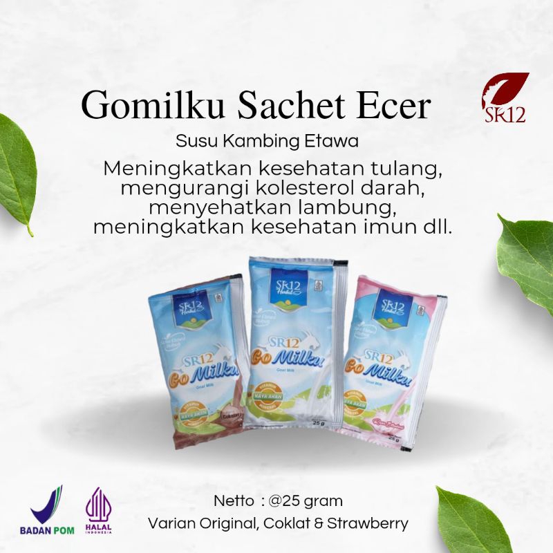 

Gomilku SR12 - Kemasan Sachet - Susu Kambing Etawa - Ecer 5 Sachet