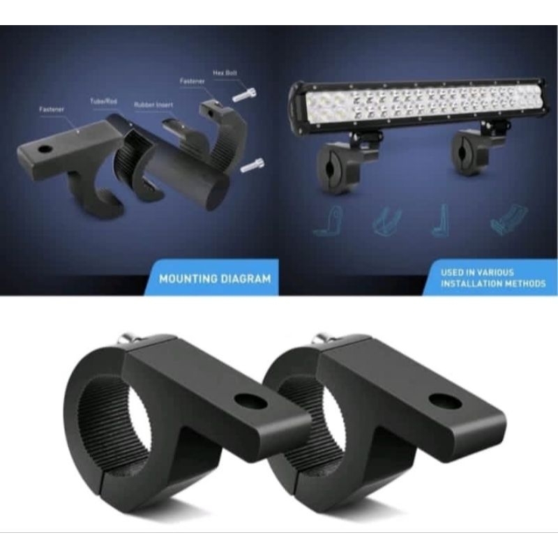 Breket Dudukan Lampu Tembak Motor Klem Stang Full Besi Anti Goyang Import