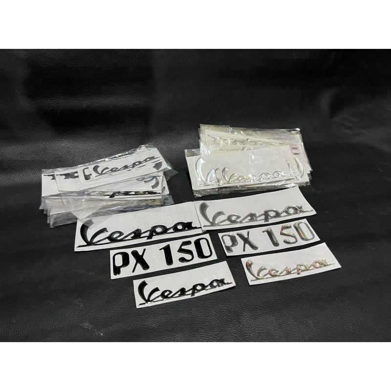 Emblem logo stiker sticker cutting lapis resin vespa new px px exslusive excel dsb Hitam chrome set 