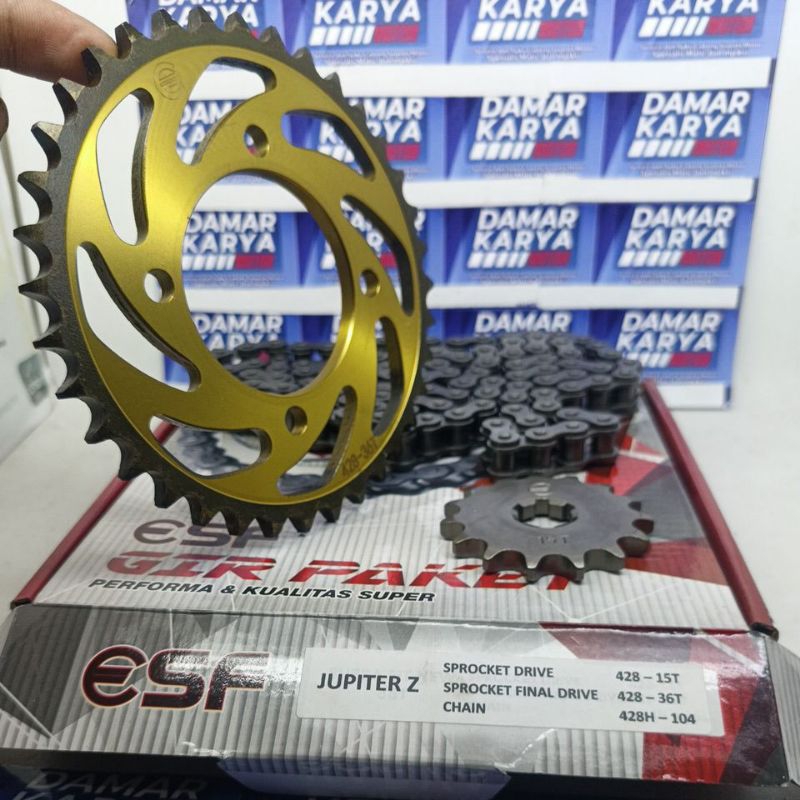 GEAR SET JUPITER Z BURHAN - GEAR FULL SET / RANTAI MOTOR FULL SET JUPITER Z ESF