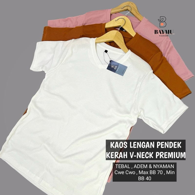 KAOS LENGAN PENDEK V NECK KAOS KERAH V WANITA PRIA UNISEX