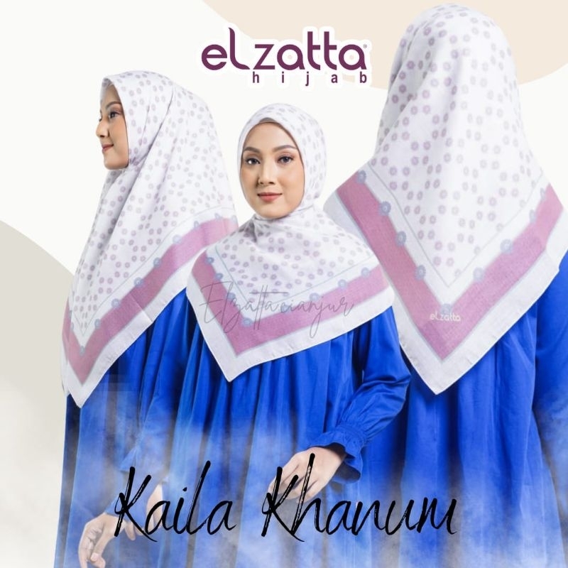 ELZATTA DAUKY HIJAB SEGI EMPAT KAILA KHANUM KERUDUNG ELZATTA BAHAN POLY COTTON JILBAB ELZATTA SEGI E