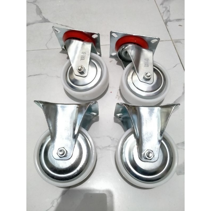 roda troli 4 inchi putih roda lori nilon 4 inchi satu set 4pcs