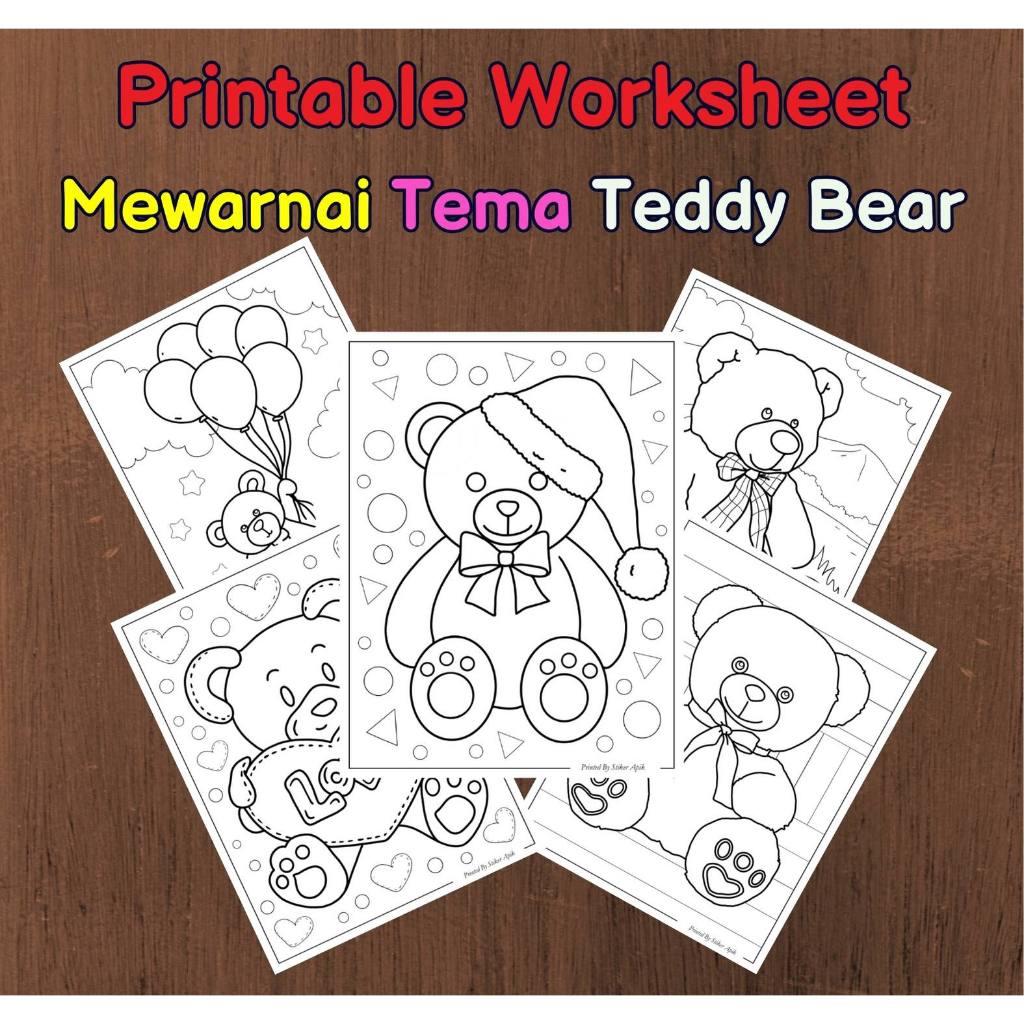 

Printable Worksheet Kertas Mewarnai Tema Teddy Bear Coloring Paper