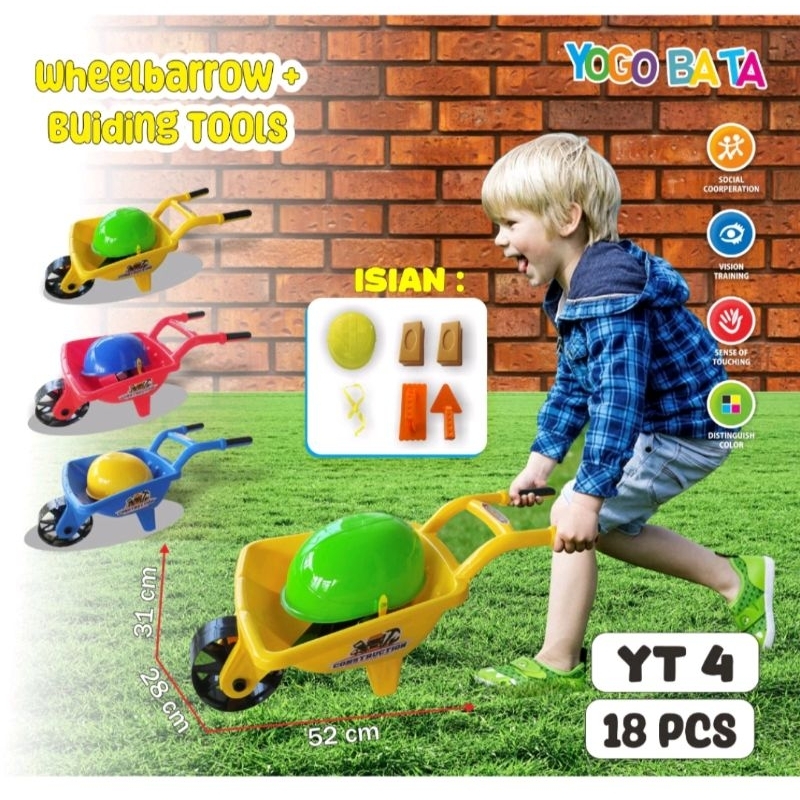 MAINAN ANAK TROLI KONTRUKSI MAINAN ANAK GEROBAK DORONG MAINAN GEROBAK PASIR DORONG