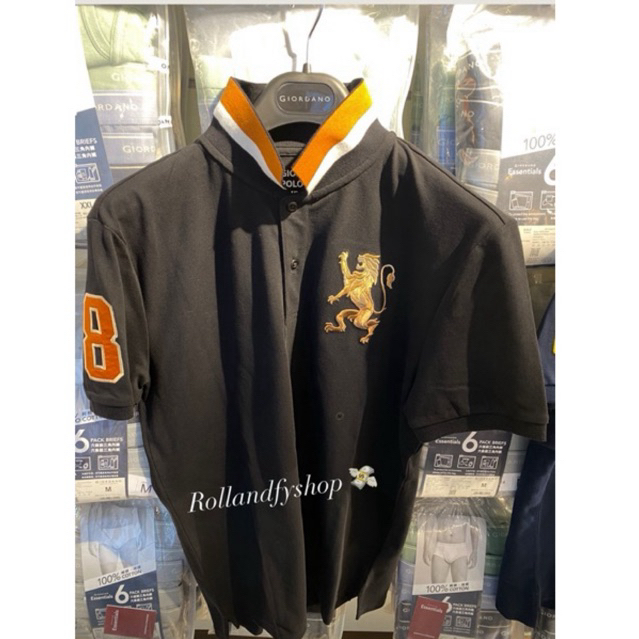 POLO SHIRT GIORDANO 3D LION MEN’S SIGNATURE BLACK ORIGINAL NEW | KAOS POLO 3D LION GIORDANO ORIGINAL