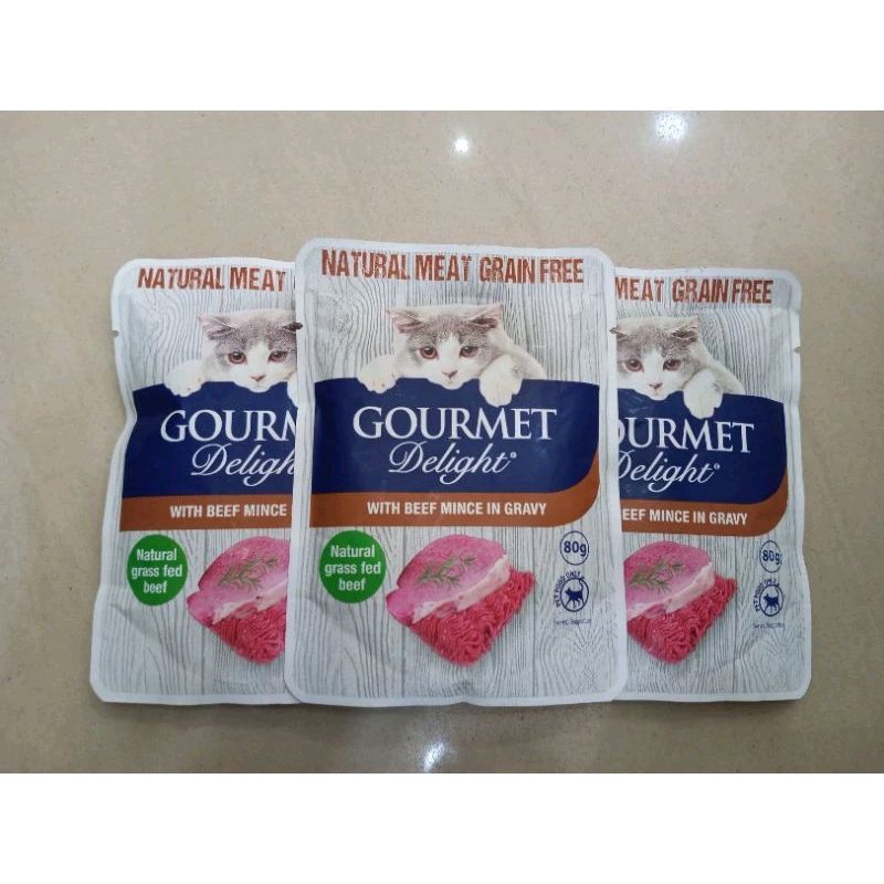 Gourmet Delight Sachet With Beef Mince In Gravy 80gr - Makanan Basah Gourmet Pouch
