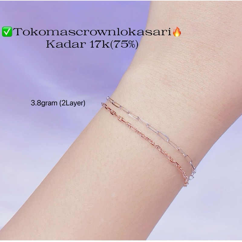 TokoMasCrownLokasariGelang Tangan 2 Layer New Arrival Emas Asli