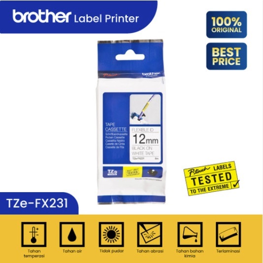 

Brother TZe-FX231 12mm Flexible Black on white/Brother P-Touch Tape