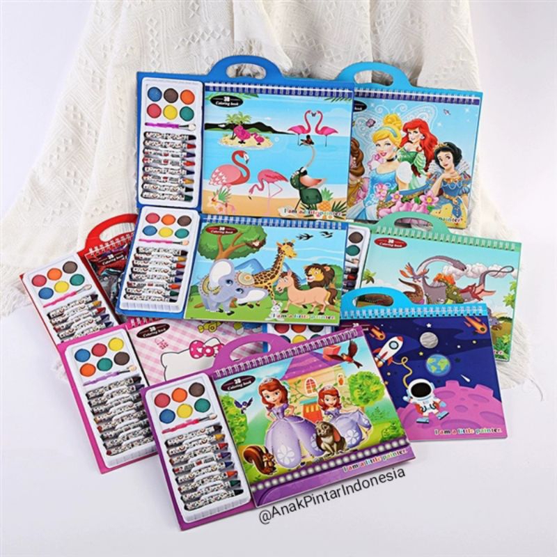 

[ I'M A LITTLE PAINTER ] COLORING BOOK WITH WATERCOLOR & CRAYON