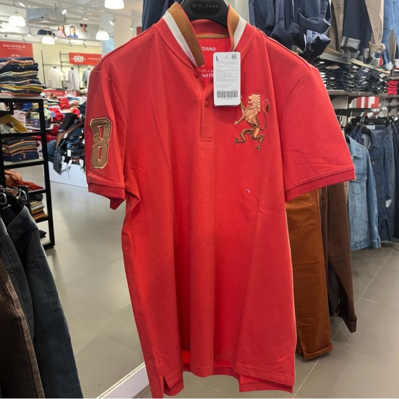 ( NO COD )  baju kaos polo kerah pria 3D lion polo giordano original