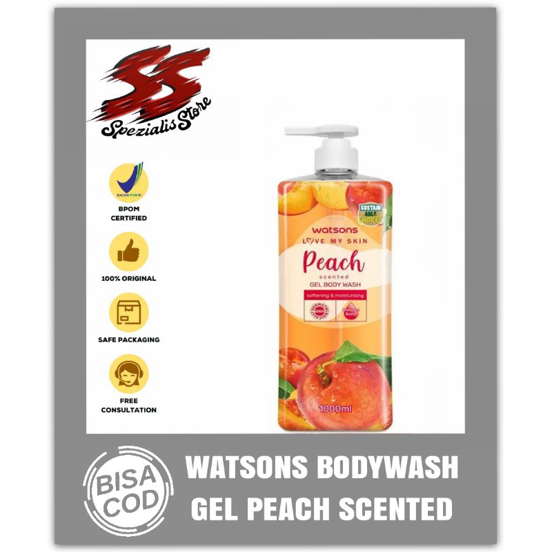 Watsons Peach Scented Gel Sabun Mandi 1Liter/ Body Wash 1000ml/sabun watsons 1liter/sabun mandi mura