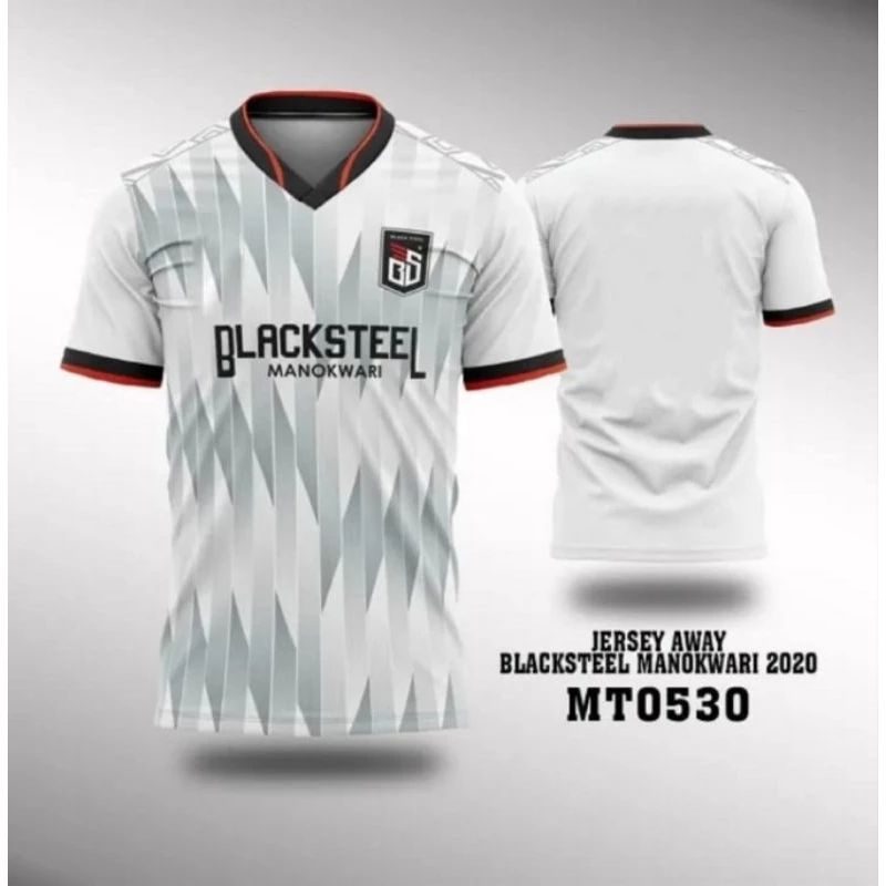 custom stelan baju futsal dewasa Blacksteel Manokwari baju futsal request nama dan nomor punggung