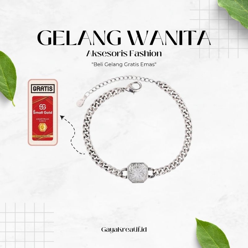Gelang Wanita Platinum Berlian Korean Style Aksesoris Fashion