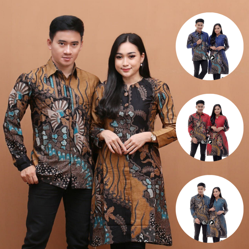 Batik Tunik Couple Modern Set Pakaian Couple Kemeja Batik Pria Premium Baju Batik Couple