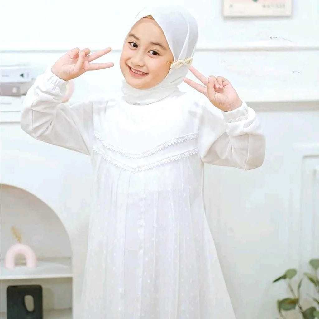 Gamis Anak Tanggung Usia 10 11 12 13 14 15 Tahun Amira Syari Set Khimar Bahan Crinkle Airflow Premiu