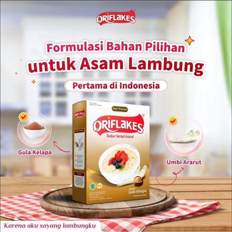 

Oriflakes sereal umbi garut solusi asam Lambung 900 gram-rasa original