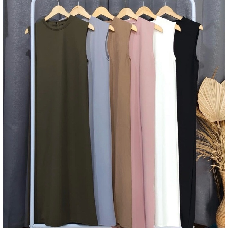 Stock ready INNER DRESS KNIT  INNER DRESS BUMIL  INNER RAJUT TANPA LENGAN