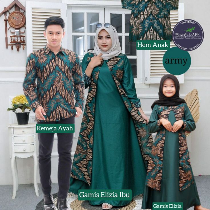 New Stock COUPLE FAMILY TOYOBO HIJAU TUA HIJAU BOTOL ARMY GREEN BOTLE SERAGAM KOPEL SARIMBIT KELUARG