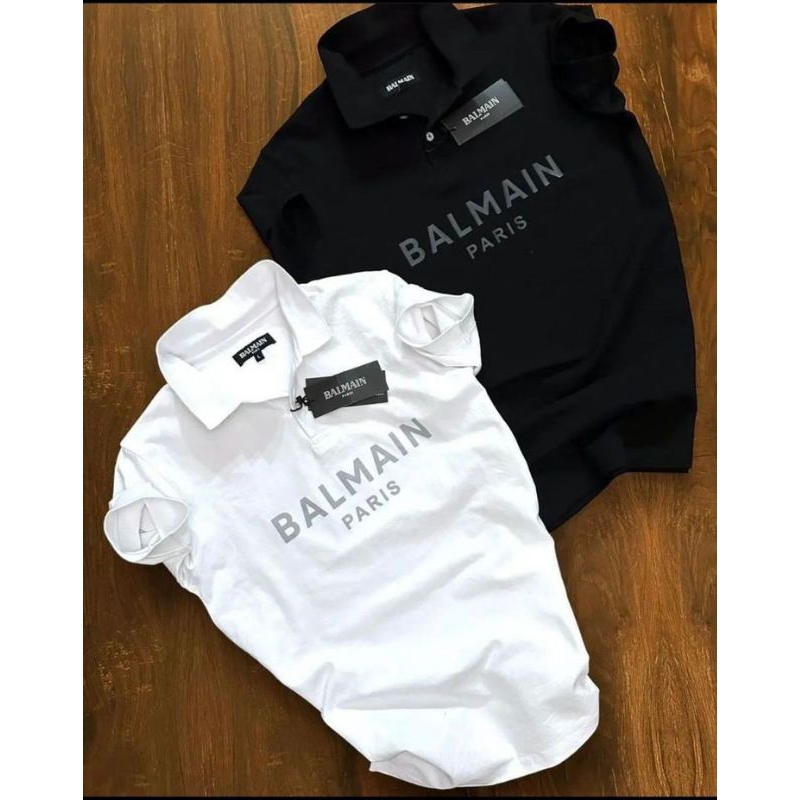 2 PCS kaos polo/kaos kerah balmain/kaos branded import/kaos original/bahan cotton combed 24s/kaos pr