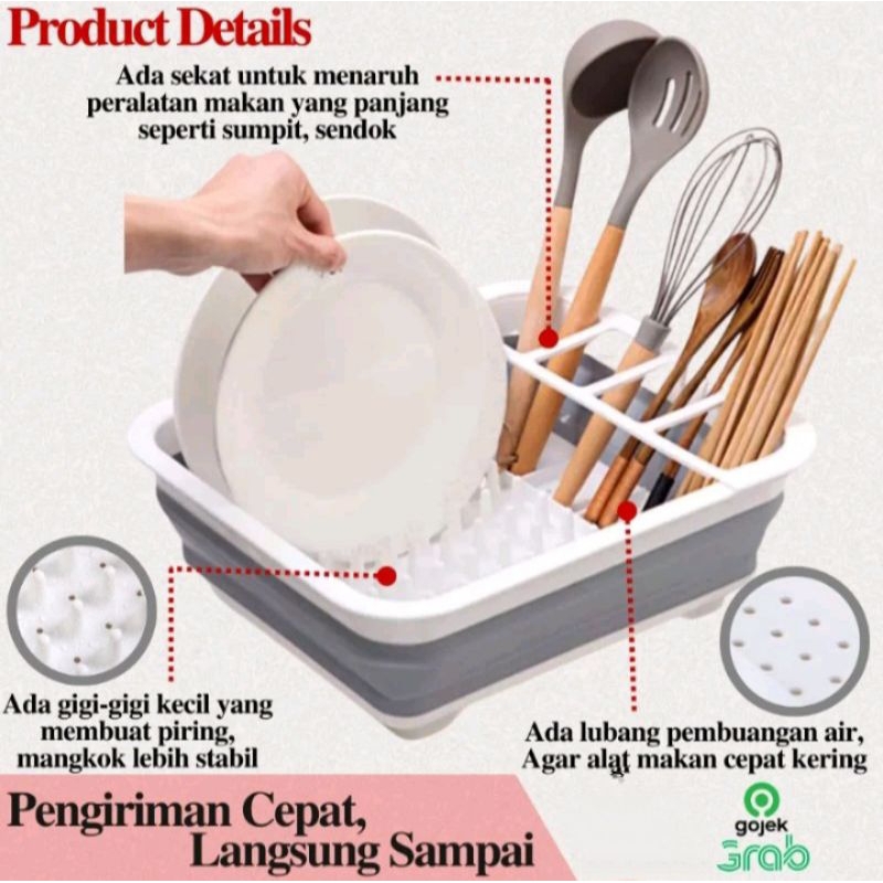 Rak Piring Lipat Portable Rak Pengering Portable Multifungsi Rak Cuci Piring