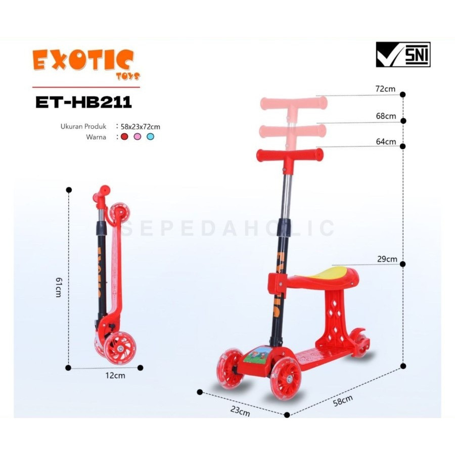 SKUTER ANAK RODA 3 / JOK & TANPA JOK